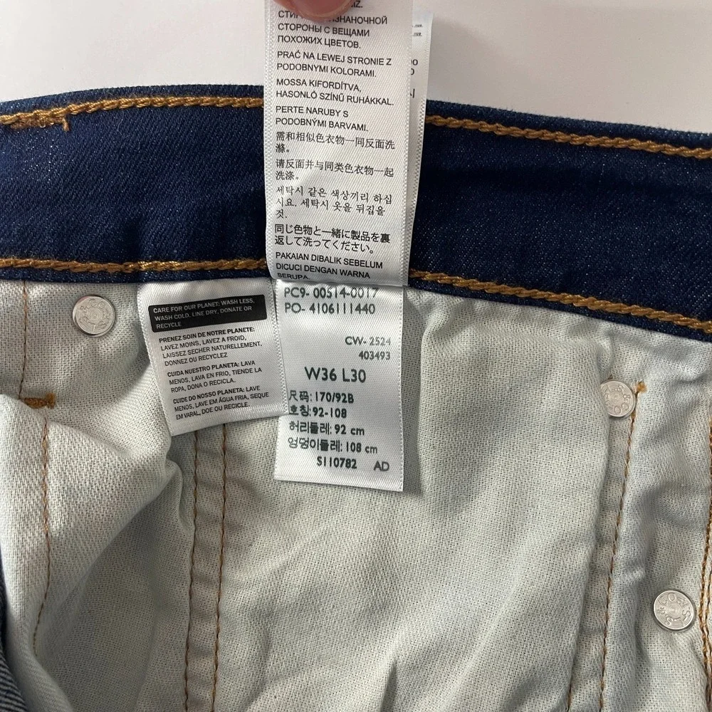 Levis Jeans Mens 36x30 Blue 514 Straight Stretch Dark Wash Stretch Denim Cowboy